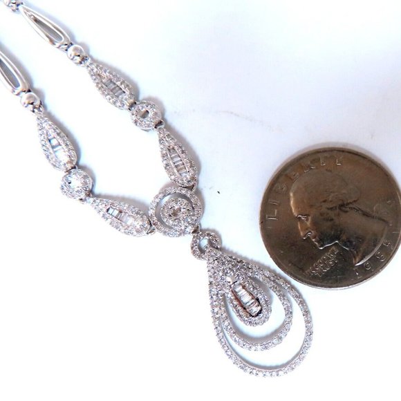 1.30ct natural baguette diamonds iconic pear loop necklace 14kt mother of bride